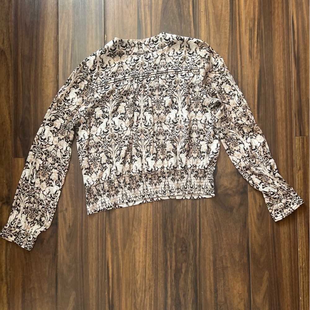 Anthropologie Boho Rabbit Floral Blouse – Smocked Waist M - Picture 14 of 14